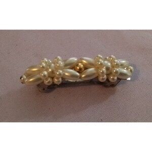 Vintage Faux Pearl Beaded Hair Clip Barrette